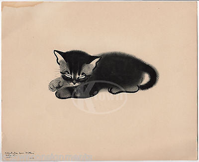 MITTENS CUTE LITTLE KITTY CAT VINTAGE POSTER PRINT BY CLARE TURLAY NEWBERRY 1943 - K-townConsignments