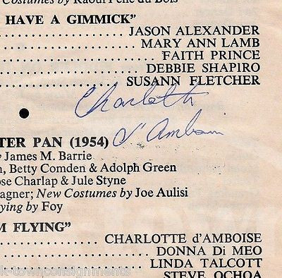 CHARLOTTE D'AMBROSE THE KING & I ACTRESS AUTOGRAPH SIGNED THEATRE PLAYBILL PAGE - K-townConsignments