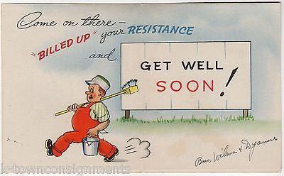 Feeling Better! Billboard Ad Sign Vintage Graphic Illustrated Get Well Soon Card - K-townConsignments