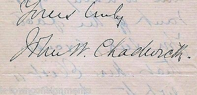 JOHN WHITE CHADWICK EARLY CHRISTIAN DARWINIST CLERGY AUTOGRAPH SIGNED LETTER - K-townConsignments