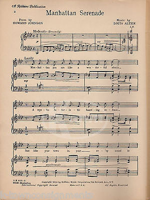 MANHATTAN SERENADE LOUIS ALTER HOWARD JOHNSON SONG ANTIQUE SHEET MUSIC 1930 - K-townConsignments