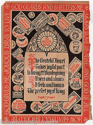 A GRATEFUL HEART CUTE POEM ANTIQUE NURSERY RHYME GRAPHIC ILLUSTRATION PRINT - K-townConsignments