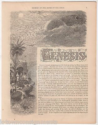 The Book of Genesis Antique Christian Bible Stories Graphic Art Engraving Print - K-townConsignments