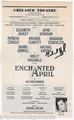 MICHAE HAYDEN ENCHANTED APRIL THEATRE STAGE ACTOR AUTOGRAPH SIGNED PLAYBILL PAGE - K-townConsignments