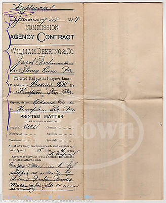 WILLIAM DEERING FARM TOOLS CHICAGO IL ANTIQUE FREIGHT SHIPPING DOCUMENT 1889 - K-townConsignments