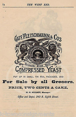 GAFF FLEISCHMANN YEASTS PHILADELPHIA GA GROCERS ANTIQUE ADVERTISING PRINT PAGE - K-townConsignments