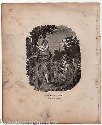 JOHN 20:17 WOMAN HEALED BY TOUCHING JESUS ANTIQUE BIBLE ENGRAVING PRINT 1846 - K-townConsignments
