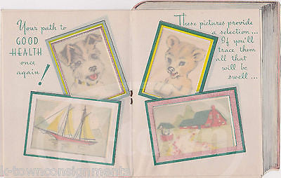 Cute Kittens Puppy & Little Girl Vintage Graphic Art Get Well Greetings Card - K-townConsignments