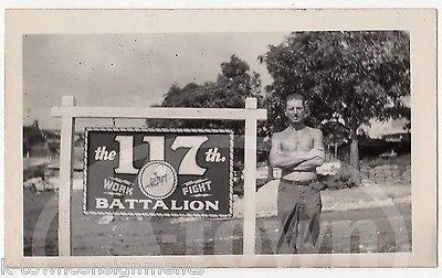 117th BATTALION NAVY MARINE SOLDIER OLD & YOUNG VINTAGE WWII SNAPSHOT PHOTOS - K-townConsignments