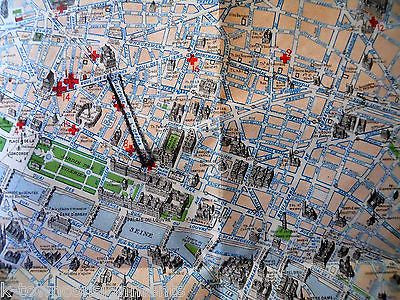 AMERICAN RED CROSS WWII VINTAGE GRAPHIC CITY MAP OF PARIS FOLD-OUT POCKET MAP - K-townConsignments