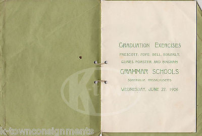 SOMERVILLE MASSACHUSETTS GRAMMAR SCHOOLS ANTIQUE HS GRADUATION PROGRAM 1906 - K-townConsignments