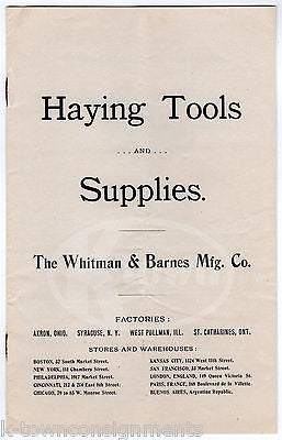 WHITMAN BARNES MANUFACTURING ANTIQUE ADVERTISING HAYING TOOL FARM SUPPLY CATALOG - K-townConsignments