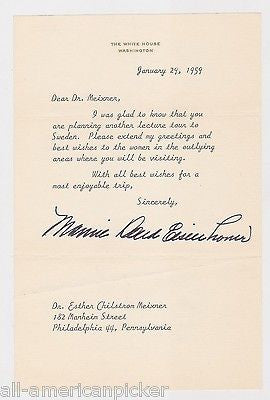 MAMIE EISENHOWER 1st LADY ORIGINAL AUTOGRAPH SIGNED LETTER TO SWEDISH AUTHOR - K-townConsignments