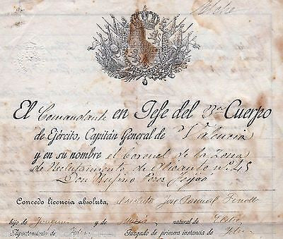 SPANISH CUBAN MILITARY COLONEL FEIJOO AUTOGRAPH SIGNED VALENCIA SPAIN DOCUMENT - K-townConsignments