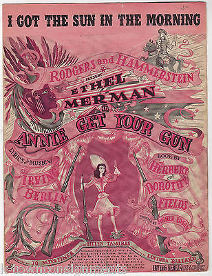 IRVING BERLIN ANNIE GETYOUR GUN SUN INTHE MORNING VINTAGE GRAPHIC SHEET MUSIC - K-townConsignments