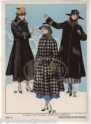 LADIES WINTER COATS & HATS ANTIQUE GRAPHIC ADVERTISING WOMEN'S FASHION PRINT - K-townConsignments
