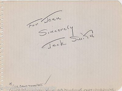 JACK SMITH JOHNNY GREEN BIG BAND MUSIC VOCALIST VINTAGE AUTOGRAPH SIGNED PAGE - K-townConsignments