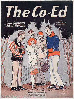 THE CO-ED CON CONRAD SAUL BERNIE ART DECO GRAPHIC ILLUSTRATED SHEET MUSIC 1925 - K-townConsignments