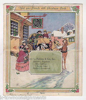 PERKINS STATIONARY STORE HARTFORD CT ANTIQUE CHRISTMAS CARDS GRAPHIC ADVERTISING - K-townConsignments