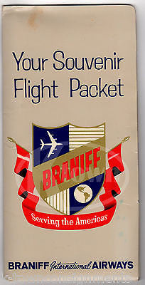 BRANIFF AIRWAYS VINTAGE GRAPHIC ADVERTISING INTERNATIONAL FLIGHT PACKET & FLYERS - K-townConsignments