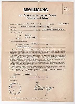 WWII GERMAN CANCELLED PASSPORT TRAVEL DOCUMENTS MANY STAMPS 1940-1942 & HOLDER - K-townConsignments