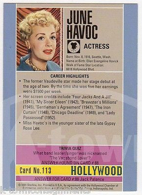 JUNE HAVOC VAUDEVILLE TV & MOVIE ACTRESS VINTAGE AUTOGRAPH SIGNED COLLECTOR CARD - K-townConsignments