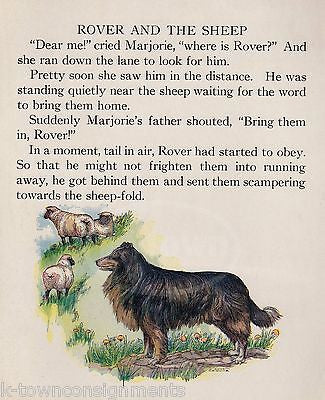ROVER THE SHEEP DOG ANTIQUE CHILDREN'S POEM ILLUSTRATION PRINT 1922 - K-townConsignments