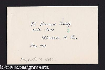 ELIZABETH W. ROSS AUTHOR VINTAGE AUTOGRAPH SIGNED POSTCARD - K-townConsignments