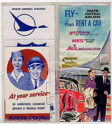 NORTH CENTRAL AIRLINE VINTAGE GRAPHIC ADVERTISING CHARTER FLIGHT PACKET & FLYERS - K-townConsignments