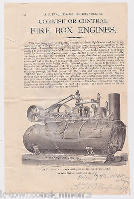CORNISH CENTRAL FIRE BOX ENGINES BOILERS YORK PA ANTIQUE GRAPHIC ADVERTISING - K-townConsignments