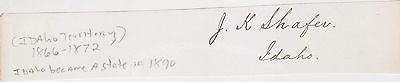 JACOB K. SHAFER EARLY IDAHO TERRITORY DELEGATE ANTIQUE AUTOGRAPH SIGNATURE - K-townConsignments