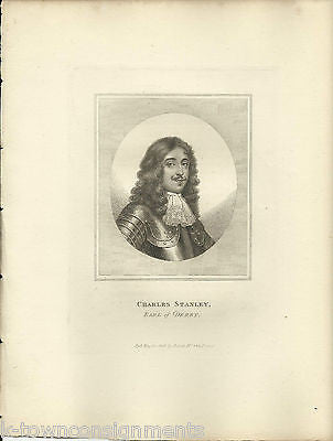 CHARLES STANLEY EARL OF DERBY ENGLAND ANTIQUE PORTRAIT ENGRAVING PRINT 1806 - K-townConsignments