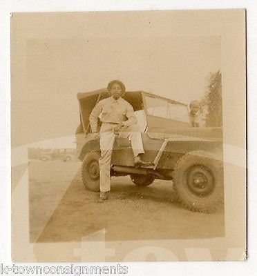 AFRICAN AMERICAN ARMY SOLDIERS IN MILITARY JEEPS VINTAGE WWII SNAPSHOT PHOTOS - K-townConsignments