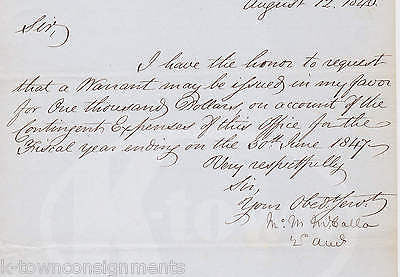 M M McCALLA MEXICAN WAR TREASURY DEPARTMENT ANTIQUE AUTOGRAPH SIGNED LETTER 1846 - K-townConsignments