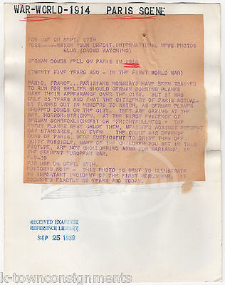 GERMAN BOMBS PARIS FRENCH STREET SCENE ANTIQUE NEWS PRESS PHOTOGRAPH 1914 - K-townConsignments