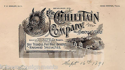 CHIEFTAN COMPANY CANTON OHIO ANTIQUE NATIVE AMERICAN INDIAN MOTIF ADVERTISING - K-townConsignments
