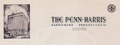 THE PENN HARRIS HOTEL HARRISBURG PA VINTAGE GRAPHIC ADVERTISING STATIONERY - K-townConsignments