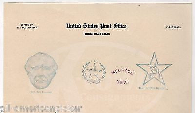 GENERAL SAM HOUSTON TEXAS ANTIQUE UNITED STATE POST OFFICE STAMPS LETTERHEAD - K-townConsignments