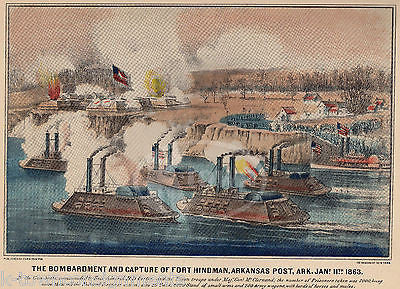 FORT HINDMAN BOMBARDMENT VINTAGE CIVIL WAR SOLDIERS GRAPHIC ILLUSTRATION PRINT - K-townConsignments