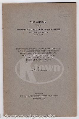 BROOKLYN INSTITUTE OF ARTS & SCIENCES MUSEUM LONGICORN COLLECTION CATALOG 1908 - K-townConsignments