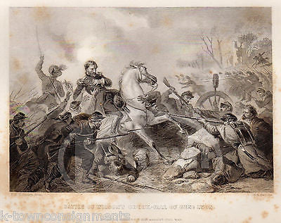WILLIAMS CREEK GEN LYON CIVIL WAR BATTLE ANTIQUE GRAPHIC ENGRAVING PRINT 1863 - K-townConsignments