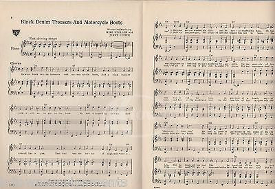 BLACK DENIM TROUSERS AND MOTORCYCLE BOOTS VINTAGE SONG & LYRIC SHEET MUSIC 1955 - K-townConsignments