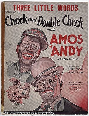 AMOS N ANDY THREE LITTLE WORDS CHECK & DOUBLE CHECK MOVIE SHEET MUSIC 1930 - K-townConsignments