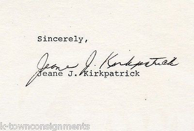 JEANE KIRKPATRICK US REP TO UNITED NATIONS VINTAGE AUTOGRAPH SIGNED LETTER 1982 - K-townConsignments