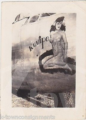 KUUIPO HAWAIIAN GIRL PIN-UP WWII BOMBER PLANE NOSE ART WWII SNAPSHOT PHOTO - K-townConsignments