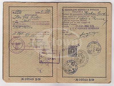 WWII CANCELED GERMAN PASSPORT W/ MANY TRAVEL STAMPS ITALY BERLIN REISEPASS 1939 - K-townConsignments