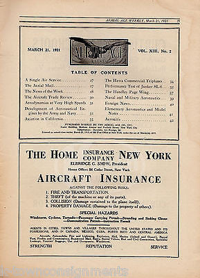 AERIAL AGE WEEKLY MAGAZINE MARCH 1921 ANTIQUE GRAPHIC ILLUSTRATED AVIATION NEWS - K-townConsignments