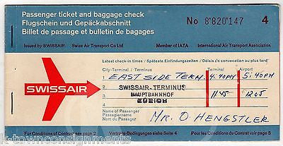 SWISSAIR AIRLINES AMSTERDAM 1962 VINTAGE GRAPHIC ADVERTISING FLIGHT TICKET STUB - K-townConsignments