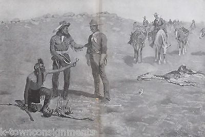 FREDERICK REMINGTON THE LAST TOKEN ANTIQUE COWBOYS & INDIANS POSTER PRINT 1902 - K-townConsignments