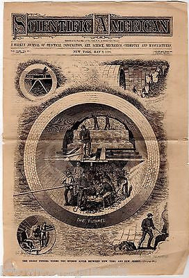 NEW YORK RAILWAY TUNNEL CONSTRUCTION ANTIQUE HARPER'S NEWS ENGRAVING PRINT 1880 - K-townConsignments